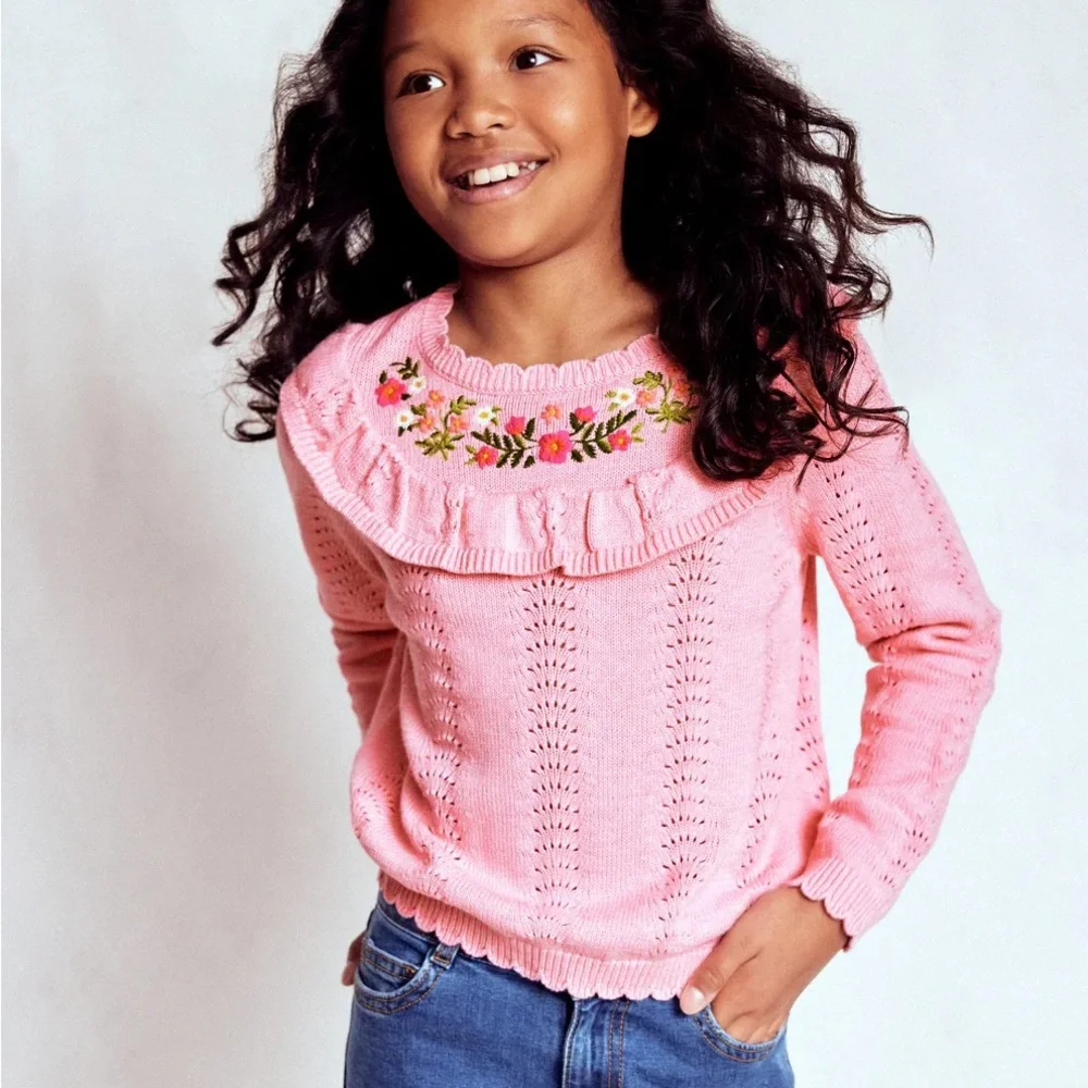 Boden Embroidered Pointelle Sweater